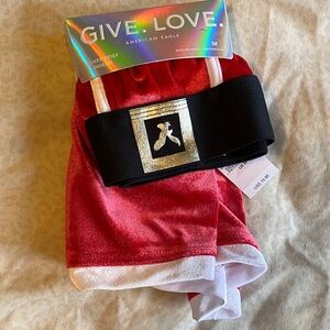 American Eagle 'GIVE. LOVE.' Red Velvet Holiday Santa Shorts